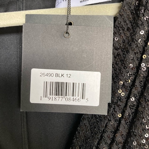 Ieena for Mac Duggal Gown Style 26490 Sequined Black Size 12 New With Tags - Picture 6 of 11